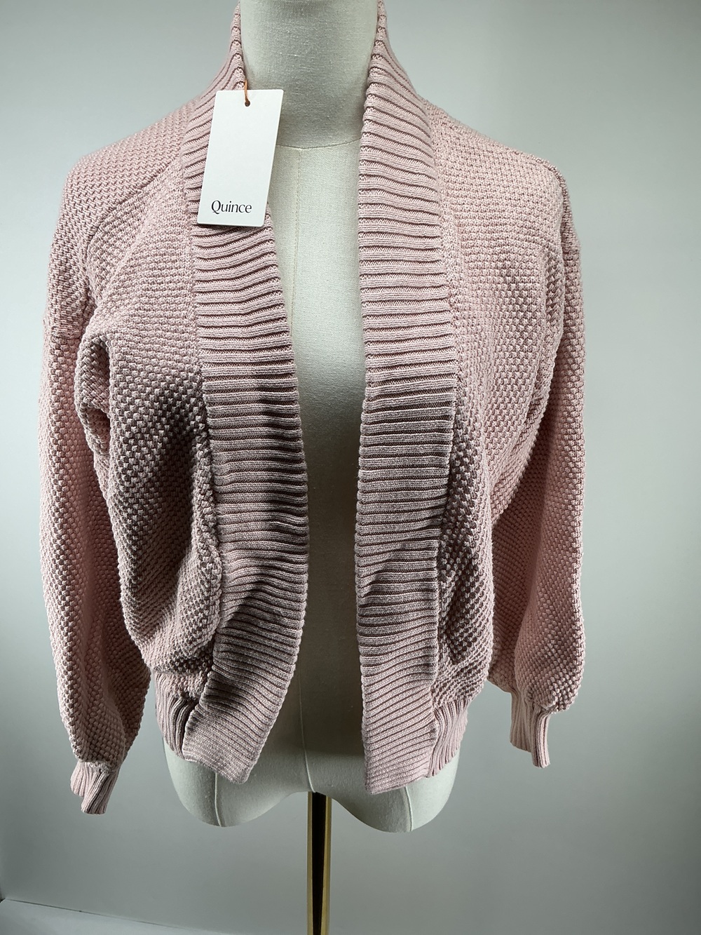 100% Organic Cotton Waffle Stitch Open Cardigan